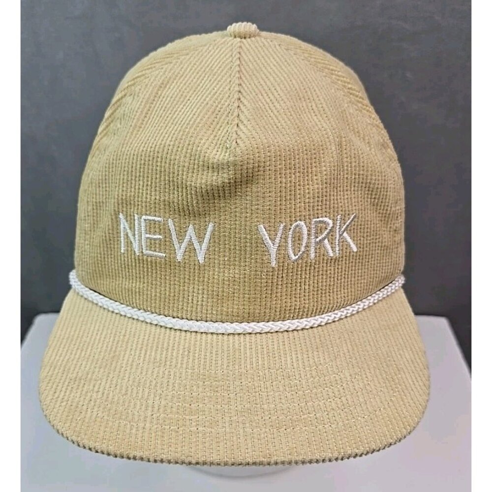 Madewell Hat Corduroy rope snapback NEW YORK embroidered tan cap OS Made Well